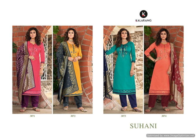 Kalarang Suhani Jam Silk Designer Festive Wear Embroidery And Sequence Work Dress Material Collection
